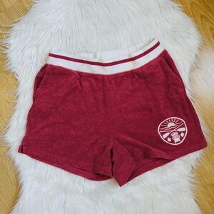 SHORTS | Red Terrycloth Varsity Stripe Sweat Shorts Size Medium